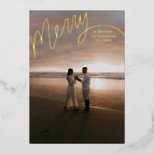 Merry Hand Lettering Trouwfoto Folie Feestdagenkaart (Voorkant)