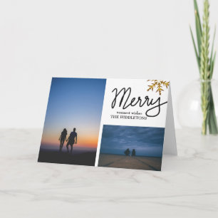 Merry Handwrite manuscript Twee Foto van de Vakant Feestdagen Kaart