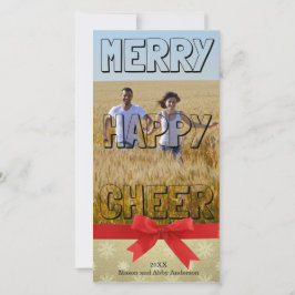 Merry Happy Cheer Black Block - Fotokaart Feestdagenkaart