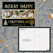 Merry Happy Chrismukkah 4 Foto Black en Gold Folie Feestdagen Briefkaart