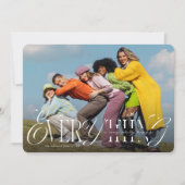 Merry Happy Everything sprankelt typografie Foto Feestdagenkaart (Voorkant)