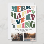 Merry Happy Everything Wave Typografie 2 foto's Feestdagenkaart (Voorkant)