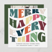 Merry Happy Everything Wave Typografie 2 foto's Feestdagenkaart (Voorkant / Achterkant)