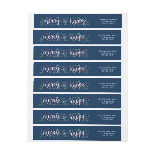 Merry Happy Holiday Wraparound Label (Vel)