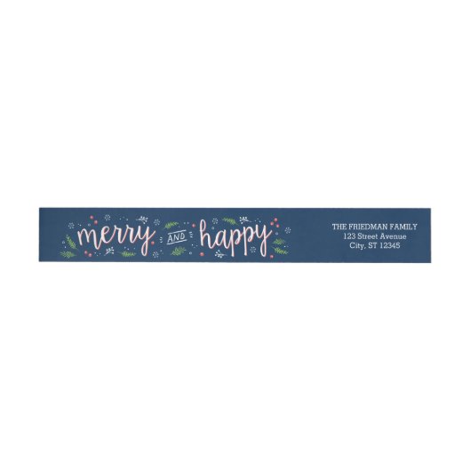 Merry Happy Holiday Wraparound Label (Individueel)