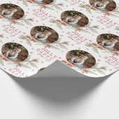 Merry Happy Jolly Custom Photo Holiday Gift Cadeaupapier (Hoek)