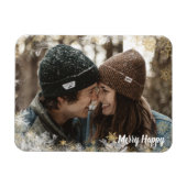 Merry Happy Personalized Photo Snowflake Lijst Magneet (Horizontaal)