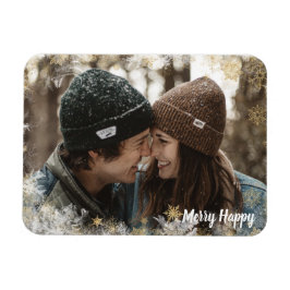Merry Happy Personalized Photo Snowflake Lijst Magneet