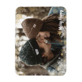 Merry Happy Personalized Photo Snowflake Lijst Magneet (Verticaal)