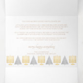 Merry Happy Tan Elegant Interfaith 5 Foto Drieluik Wenskaart (Binnenkant midden)