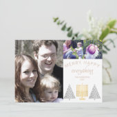 Merry Happy Tan Modern 3 Fotocollage Feestdagenkaart (Staand voorkant)