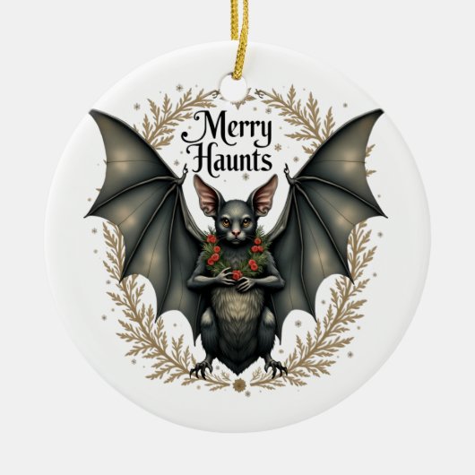 Merry Haunts Gothic Bat Ornament (Voorkant)
