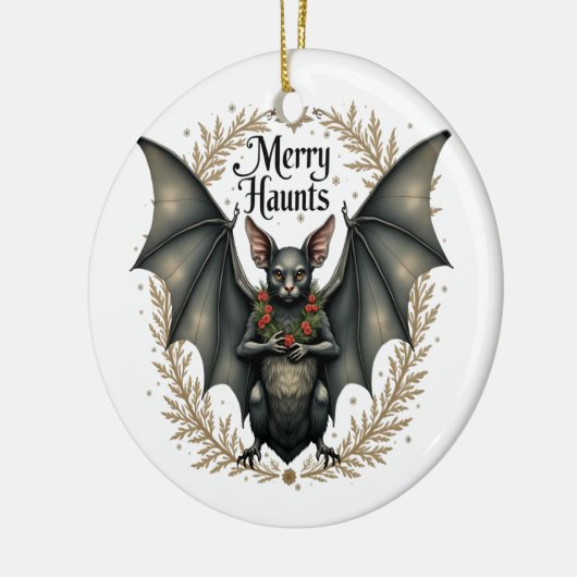 Merry Haunts Gothic Bat Ornament (Links)