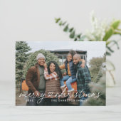 Merry Heart Christmas Script Photo Collage Feestdagenkaart (Staand voorkant)