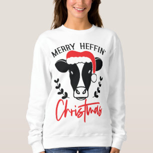 Merry Heffin Kerstmis Funny Cow Joke Ugly Xmas Trui
