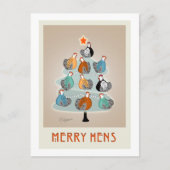 Merry Hens Kerstboom briefkaart (Voorkant)