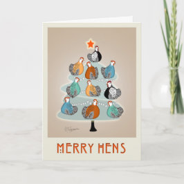 Merry Hens Kerstboom wenskaart Feestdagen Kaart