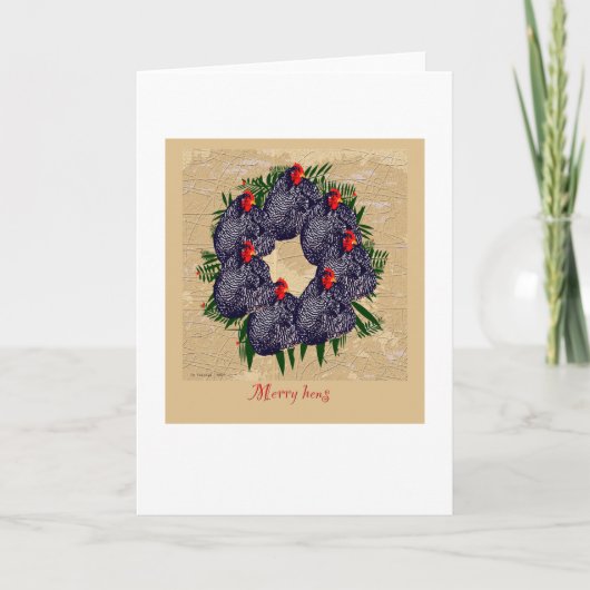Merry Hens Kerstkrans (achtertuin kippen) Feestdagen Kaart (Voorkant)