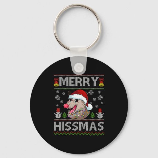 Merry Hissmas Ssum Christmas Ossum Lover Ugly Swea Sleutelhanger (Voorkant)