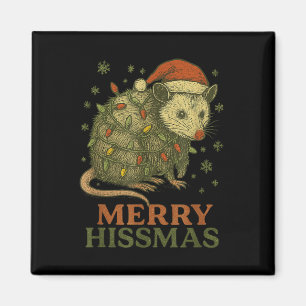 Merry Hissmas Ssum Santa Hat Xmas Light Mannen Vro Magneet