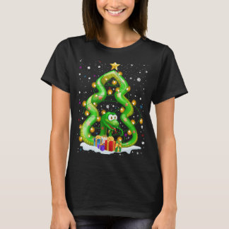 Merry Hisstmass Merry kerstboom Python Snake T-shirt