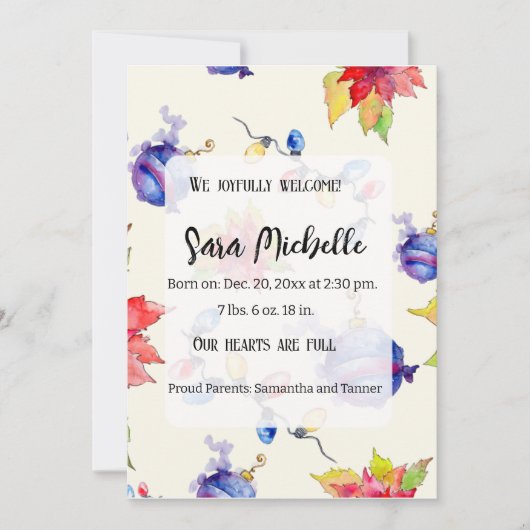 Merry Holiday Baby Geboorteaankondigingen Foto Aankondiging (Voorkant)