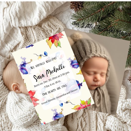 Merry Holiday Baby Geboorteaankondigingen Foto Aankondiging