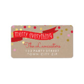 MERRY HOLIDAY BANNER stijlvolle gouden confetti kr Etiket (Voorkant)