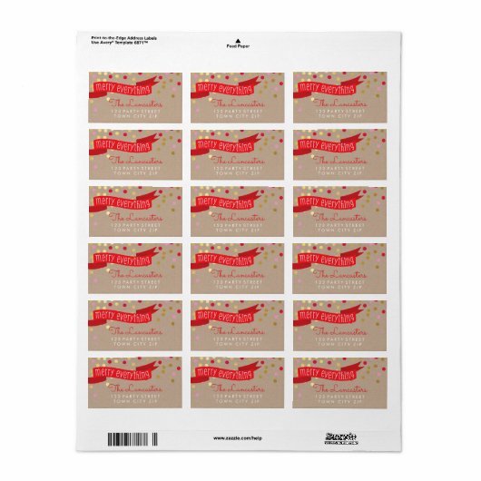 MERRY HOLIDAY BANNER stijlvolle gouden confetti kr Etiket (Full Sheet)