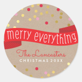 MERRY HOLIDAY BANNER stijlvolle gouden confetti kr Ronde Sticker