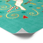 Merry Holiday Blauwgroen rendierziekte Poster (Hoek)