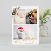 Merry Holiday Foto Folie Feestdagenkaart (Staand Voorkant)