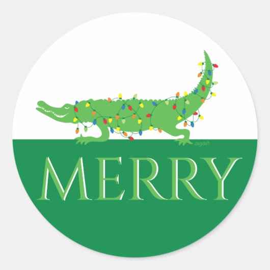Merry Holiday Gator Ronde Sticker (Voorkant)