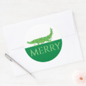 Merry Holiday Gator Ronde Sticker (Envelop)