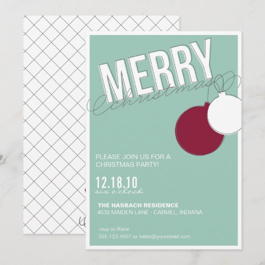 Merry Holiday Party Invitation Sjabloon Kaart (Voorkant / Achterkant)