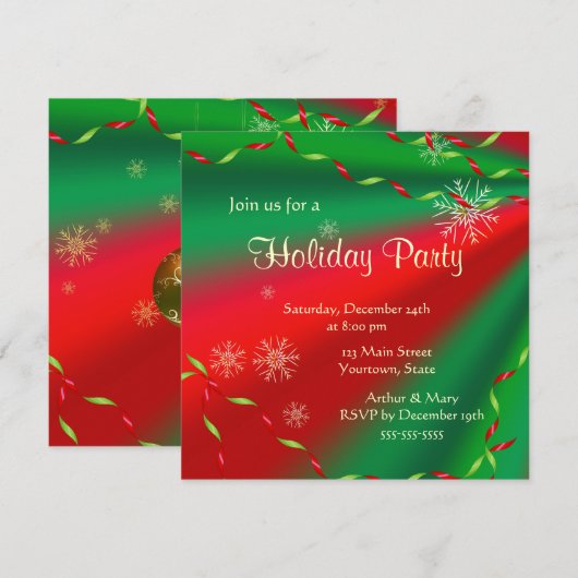 Merry Holiday Party Kaart (Voorkant / Achterkant)