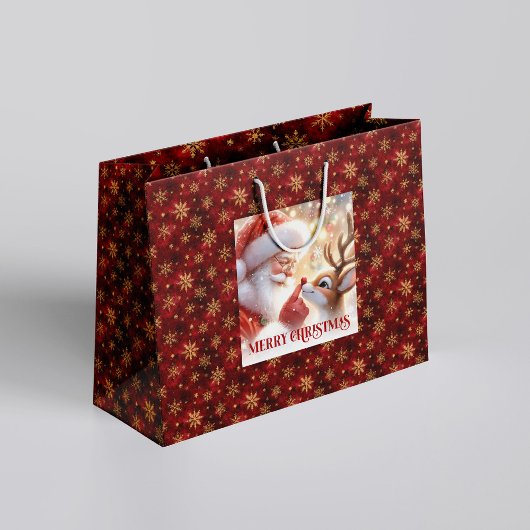 Merry Holiday Santa Claus Rudolph Gift Bag Groot Cadeauzakje
