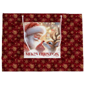 Merry Holiday Santa Claus Rudolph Gift Bag Groot Cadeauzakje (Achterkant)