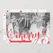 MERRY HOLIDAY script typografie foto overlay rood Feestdagenkaart (Voorkant / Achterkant)