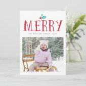 Merry Holly Berries Kerstmis Kaarten (Staand voorkant)