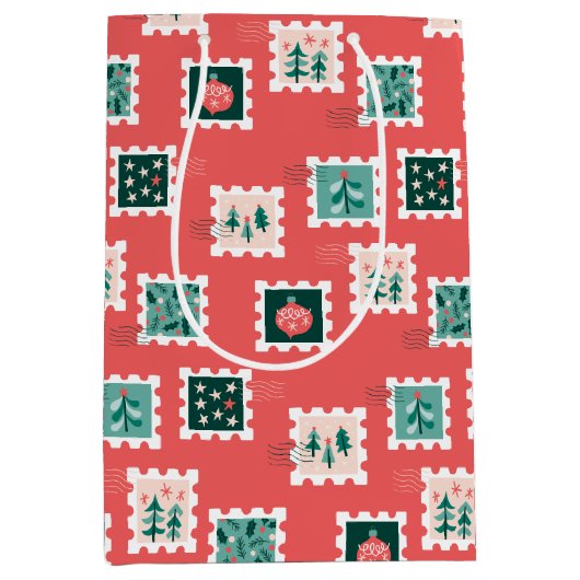 Merry Holly Days Postzegels Medium Cadeauzakje (Voorkant)