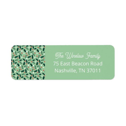 Merry Holly Days Retouradreslabel (Groen) Etiket (Voorkant)