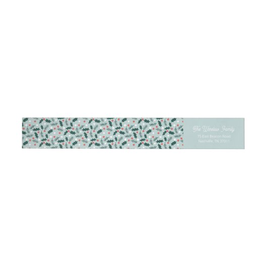 Merry Holly Days Wrap Around Retouradreslabel (Individueel)