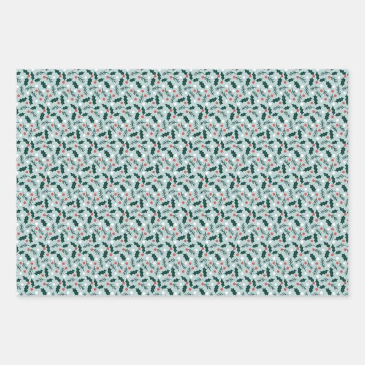 Merry Holly Days Wrapping Paper Sheets (Voorkant)