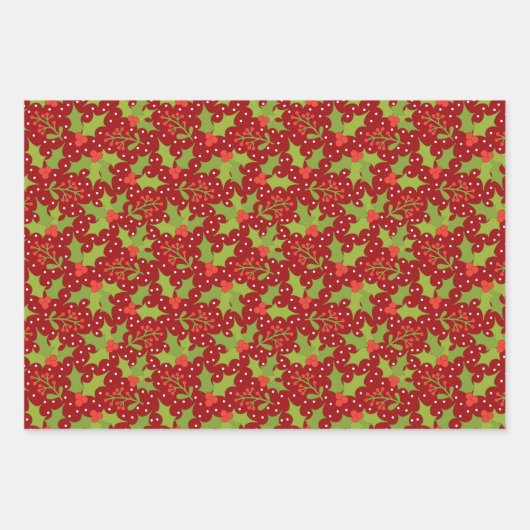 Merry Holly Wrapping Paper Set (Voorkant)