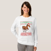 Merry Horsemas Funny Ugly KerstSweater Horse T-shirt (Voorkant volledig)