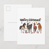 Merry Horsemas Horse Flower Christmas Equine Uitnodiging Briefkaart (Voorkant / Achterkant)