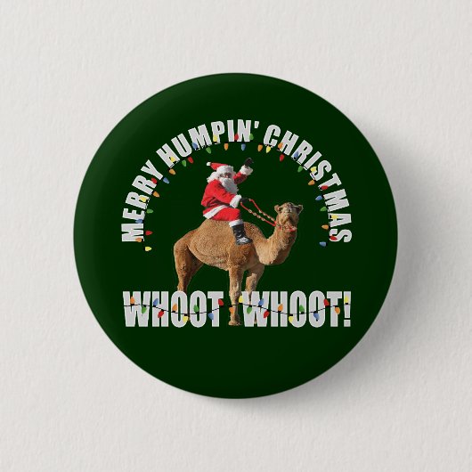 Merry Humpin' kerstkerstkerstman & kamel Ronde Button 5,7 Cm (Voorkant)