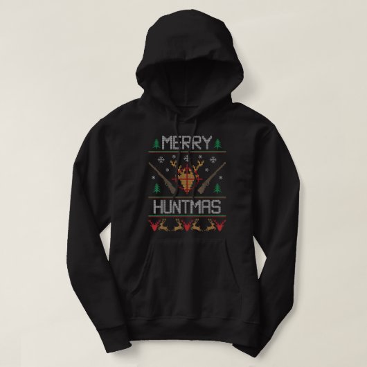 Merry Huntmas die Ugly KerstSweater jaagt voor D Hoodie (Design voorkant)