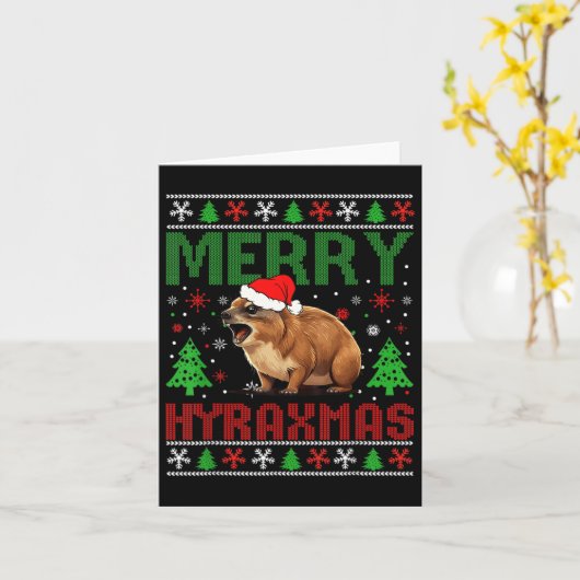 Merry Hyraxmas Hyrax Ugly Christmas Sweate Kaart (Gele Bloem)